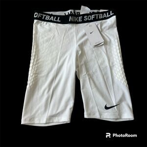 Nike Dri-Fit Softball Shorts Size L Womens Compression Training White AV6633-100